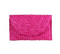 EVEOUT Carteras de mano clutches de paja tejida para Mujer Monedero de verano Bolsa de vacaciones en la playa Rosa roja