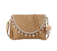 EVEOUT Clutch de Paja Mujer Bolso de Boda Fiesta Con Cadena Bandolera Tejido Para Vacaciones Playa