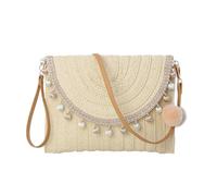 EVEOUT Clutch de Paja Mujer Bolso de Boda Fiesta con Cadena Bolsos bandolera Tejido para Vacaciones Playa