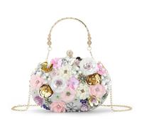 EVEOUT Clutches de Noche Flores para Mujer Elegante Cristal Bolsos Bandolera de Novia Bolsa de Hombro Nupcial para Fiesta Prom Boda Banquete