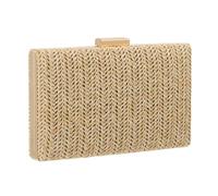 EVEOUT Clutches de Paja para Mujer Bolso de Boda Fiesta con Cadena Bolsos Bandolera de Rafia Tejido para Playa Vacaciones