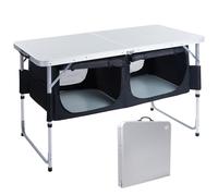 EVER ADVANCED Mesa Plegable de Camping con Almacenamiento, Escritorio Compuesto de Aluminio, Mesa Plegable con Patas Ajustables, Mesa Plegable de Picnic al Aire Libre de