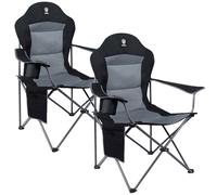 EVER ADVANCED Silla de Camping Plegable 160KG Capacidad de Carga, Ultra Grande con Respaldo Alto, Cómoda Silla Plegable con Asiento Lateral y Portavasos para Camping Jardín Balcón Pesca