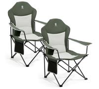 EVER ADVANCED Silla de Camping Plegable 160KG Capacidad de Carga, Ultra Grande con Respaldo Alto, Cómoda Silla Plegable con Asiento Lateral y Portavasos para Camping Jardín Balcón Pesca