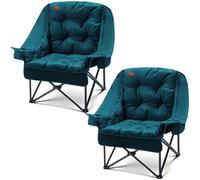 EVER ADVANCED Silla de camping plegable 2 en 1, de gran tamaño, con acolchado extraíble de 6 cm de grosor, soporta 180 kg, incluye bolsillos laterales, compartimento refrigerador y soporte para