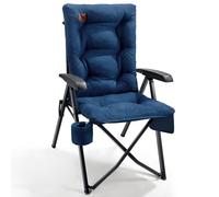 EVER ADVANCED Silla de camping plegable con respaldo ajustable en 4 posiciones hasta 150 KG, silla plegable acolchada de 6 cm de grosor con bolsillo lateral y soporte para bebidas, silla de jardín con