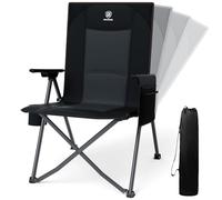 EVER ADVANCED Silla de camping plegable con respaldo ajustable en 4 posiciones soporta 160 kg, silla reclinable plegable con bolsillo lateral y portavasos, silla plegable para camping, jardín o balcón