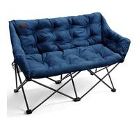 EVER ADVANCED Silla de camping plegable de 124 cm de ancho, sofá de camping para 2 personas, sofá plegable de 320 kg, sofá de camping acolchado grueso, silla plegable XXL de 2 plazas, respaldo alto