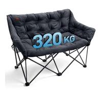 EVER ADVANCED Silla de camping plegable para 2 personas, soporta 320 kg, silla plegable de lujo XXL de 2 plazas, sofá de camping acolchado grueso, respaldo alto, extra largo, para exteriores, jardín