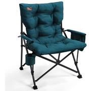 EVER ADVANCED Silla plegable acolchada de gran tamaño para adultos, silla de césped resistente con bolsillos laterales, silla cuádruple plegable portátil para exteriores, soporta hasta 500 libras