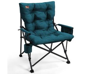 EVER ADVANCED Silla plegable acolchada de gran tamaño para adultos, silla de césped resistente con bolsillos laterales, silla cuádruple plegable portátil para exteriores, soporta hasta 500 libras