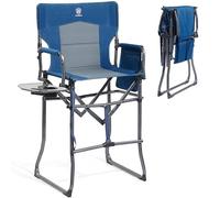 EVER ADVANCED Silla plegable portátil de 30.7 pulgadas de altura del asiento, silla de directores, taburete de bar alto plegable con mesa auxiliar para maquilladores, camping, eventos deportivos,