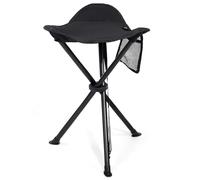 EVER ADVANCED Taburete Plegable Trípode Ultraligero, Taburete de Camping 53.3cm Alto 102KG Cargable con Bolsillo Lateral, Taburete de Pesca Portátil Plegable para Camping Senderismo Pesca, Negro