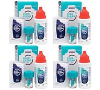 EVER Clean PLUS - Kit para viajes - Líquido para Limpieza y Desinfección de Lentes de Contacto - Eliminación Profunda de Depósitos de Lípidos - Ideal para Viajes - 4x60ml + 32 Tabletas