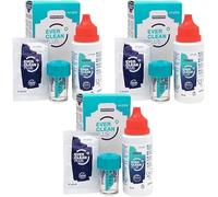 EVER Clean PLUS - Kit para viajes - Líquido para Limpieza y Desinfección de Lentes de Contacto - Eliminación Profunda de Depósitos de Lípidos - Ideal para Viajes - 3x60ml + 24 Tabletas