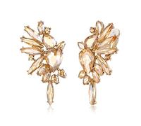 EVER FAITH Alas de cristal pendientes de clip de moda art deco colorido marquesa gota nupcial colgante para mujer claro tono plateado, Cristal