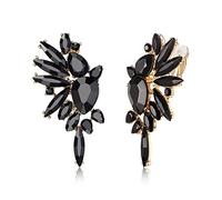EVER FAITH Alas de cristal pendientes de clip de moda art deco colorido marquesa gota nupcial colgante para mujer claro tono plateado, Cristal