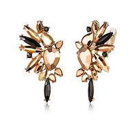 EVER FAITH Alas de cristal pendientes de clip de moda art deco colorido marquesa gota nupcial colgante para mujer claro tono plateado, Cristal