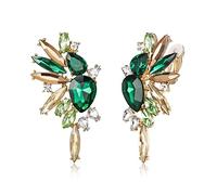 EVER FAITH Alas de cristal pendientes de clip de moda art deco colorido marquesa gota nupcial colgante para mujer claro tono plateado, Cristal