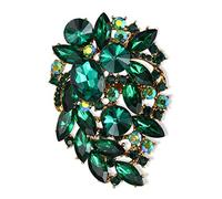 EVER FAITH Broche Mujer Cristal Austriaco Marquesa Pin de Inspiración Vintage para Fiesta Verde Tono Antiguo Dorado