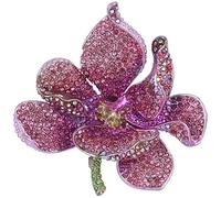 EVER FAITH Broche para Mujer Cristal Austríaco Flor Orquídea Pétalo Rosado Tono Dorado