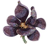 EVER FAITH Broche para Mujer Cristal Austríaco Flor Orquídea Pétalo Violado Tono Dorado