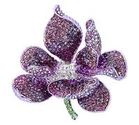 EVER FAITH Broche para Mujer Cristal Austríaco Flor Orquídea Pétalo Violado Tono Plateado