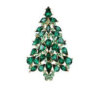 EVER FAITH Broches Finas Mujer Serie de Árbol de Navidad - Lágrimas Cristal Brillante Elegante para Regalo Boda Fiesta Verde