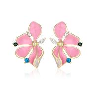 EVER FAITH Chunky Gold Statement Ohrringe für Damen sektorierte Blume Blatt große Ohrringe überüberüberüberten Metall bunte CZ Trendy, Cristal Esmalte