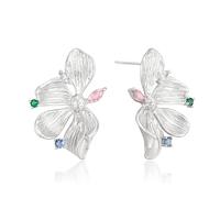 EVER FAITH Chunky Gold Statement Ohrringe für Damen sektorierte Blume Blatt große Ohrringe überüberüberüberten Metall bunte CZ Trendy, Circonita cúbica