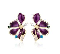 EVER FAITH Chunky Gold Statement Ohrringe für Damen sektorierte Blume Blatt große Ohrringe überüberüberüberten Metall bunte CZ Trendy, Cristal Esmalte