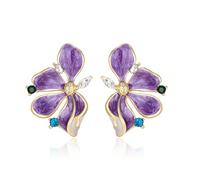 EVER FAITH Chunky Gold Statement Ohrringe für Damen sektorierte Blume Blatt große Ohrringe überüberüberüberten Metall bunte CZ Trendy, Cristal Esmalte