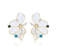 EVER FAITH Chunky Gold Statement Ohrringe für Damen sektorierte Blume Blatt große Ohrringe überüberüberüberten Metall bunte CZ Trendy, Cristal Esmalte