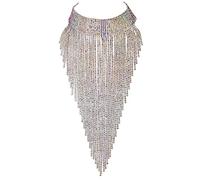 EVER FAITH Collar Colgante Mujer Cristal Austríaco Babero Borla Gargantilla para Banquete Claro AB Tono Dorado