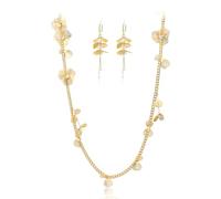 EVER FAITH Collar de flor de filigrana, cuello grueso, largo en forma de Y, para mujer, estilo bohemio, fiesta formal, Acero aleado