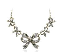 EVER FAITH Collar de Navidad con lazos, vintage, gargantilla, día festivo, joya regalo para mujer, Cristal