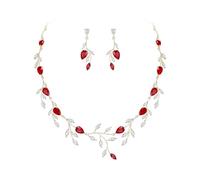 EVER FAITH Conjunto de joyería para boda en forma de lágrima para novias con brillantes piedras CZ azules en forma de pera, collar y pendientes con piedra de nacimiento, Mittel, Circonita cúbica