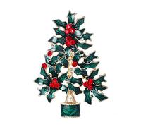 EVER FAITH® - Festival Verde Árbol De Navidad Holly Broche Cristal Austriaco Oro-Tono N04537-2