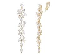 EVER FAITH Joyas Marquesa Circonita Cúbica Pendientes Clips Lágrima Cristal Candelabro Bridal Dangle Clip en Pendientes para Damas Boda Prom, Circonita cúbica