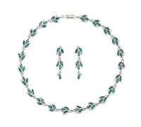 EVER FAITH Juego de joyas para novia, dama de honor, marquesa con diamantes de imitación de cristal, gargantilla, collar y pendientes para mujer, Cristal