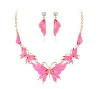 EVER FAITH Mariposa joyas para mujer, esmalte azul Vivivd, insecto, mariposa, animal, declaración de animales, collar con pendientes, disfraz, accesorio para fiesta, para verano, playa, vacaciones