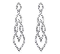 EVER FAITH Mujer Cristal Austríaco Entrelazado Hoja Gota Araña Pendientes Colgante Claro Tono Plateado