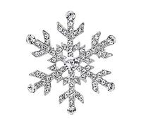 EVER FAITH® - Navidad Regalo Cristal Austriaco Copo de Nieve Flor Invierno Broche Plata-Tono A11452-1