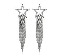 EVER FAITH Pendientes de borlas de estrella para mujer y niña, borla de estrás de cristal largo cascada con flecos, candelabro, gotas, joyas de boda, Cristal