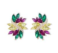 EVER FAITH Pendientes de brillantes brillantes para mujer, marquisa, cristal, boda, fiesta, vintage, declaración para novia, cóctel, baile, joyas, tono dorado, Cristal