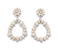 EVER FAITH Pendientes de color turquesa, veraniego, bohemio, vintage, vaquera, país, concho, ovalado, pendientes para mujer, Turquesa