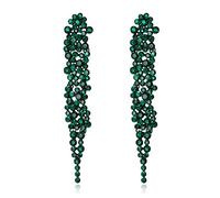 EVER FAITH Pendientes de Cristal Art Deco para Boda, Aretes Largos de Candelabro para Mujer Novia Verde Tono Negro