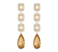 EVER FAITH Pendientes de cristal de estrás, pendientes de bola de boda, joyería de moda, pendientes rectangulares para damas de honor, Mittelgroße, Cristal, Sin piedra preciosa
