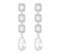 EVER FAITH Pendientes de cristal de estrás, pendientes de bola de boda, joyería de moda, pendientes rectangulares para damas de honor, Mittelgroße, Cristal, Sin piedra preciosa