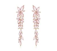 EVER FAITH Pendientes de cristal de marquesa con diamantes de imitación, elegantes pendientes de araña con flor para mujer, fiesta, boda, baile, Cristal